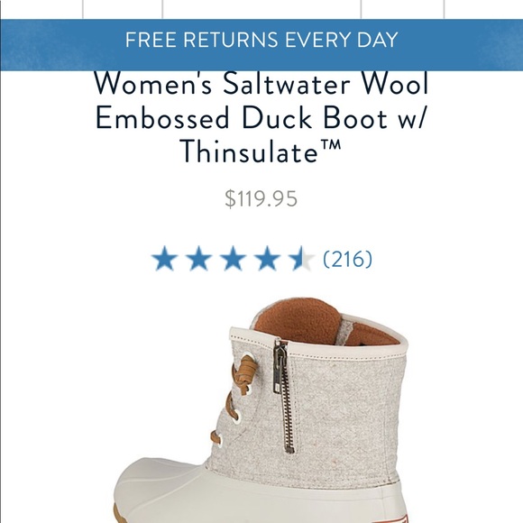 sperry saltwater wool embossed duck boots with thinsulate